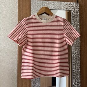 COS red/white striped cotton tshirt, XS